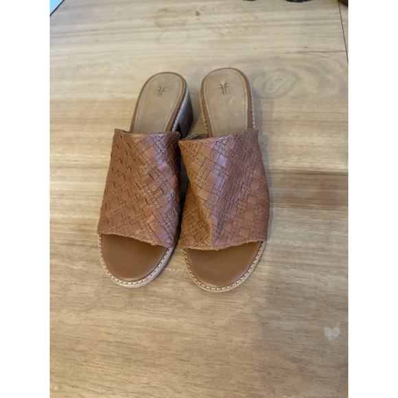 Frye Cindy Brown Woven Leather Mule Clogs – Women's Size 9 M - Picture 2 of 6